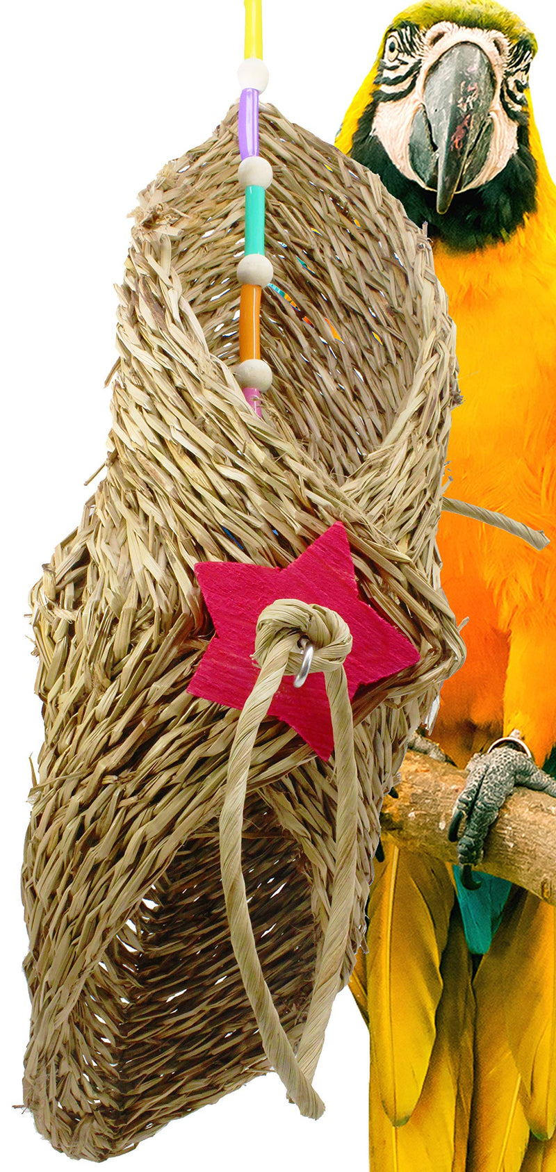 [Australia] - Bonka Bird Toys Foraging Jumbo Taco Bouquet Shredding Parrot Toy, Brightly Colored Natural Raffia and Palm Leaf. Quality Product Hand Made in The USA. Large Taco 
