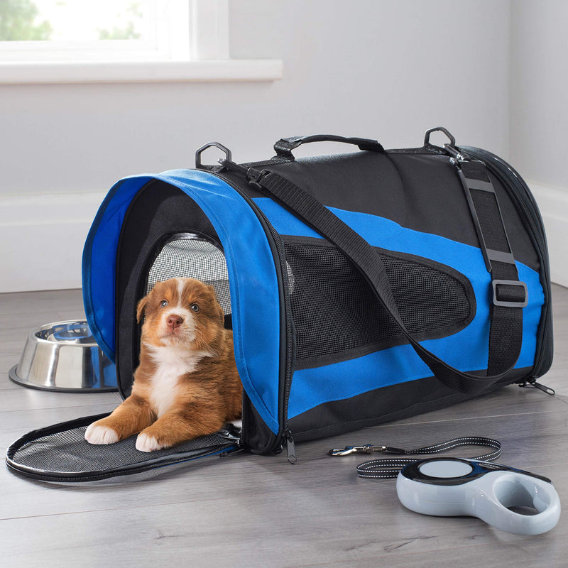 Lightweight Fabric Pet Carrier Crate for Dogs, Cats or Small Animals Blue - PawsPlanet Australia