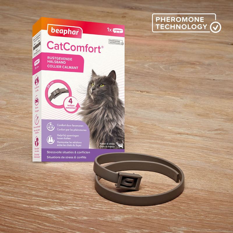 Beaphar - CATCOMFORT - Pheromone Calming Collar for Cats and Kittens - Reduces Stress and Behavioural Problems Without Addiction or Drowsiness - 1 x 35cm Collar - PawsPlanet Australia