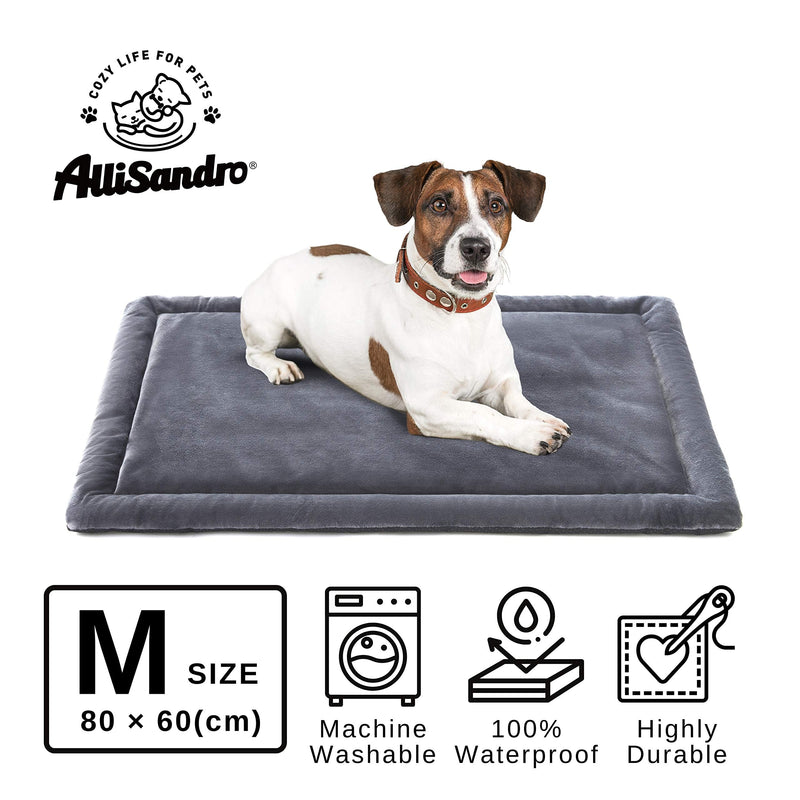 Allisandro Dog Bed Cat Pad M 80x60cm Waterproof Washable Mattress Soft Warm Pet Fleece Cushion Mat Deep Grey - PawsPlanet Australia