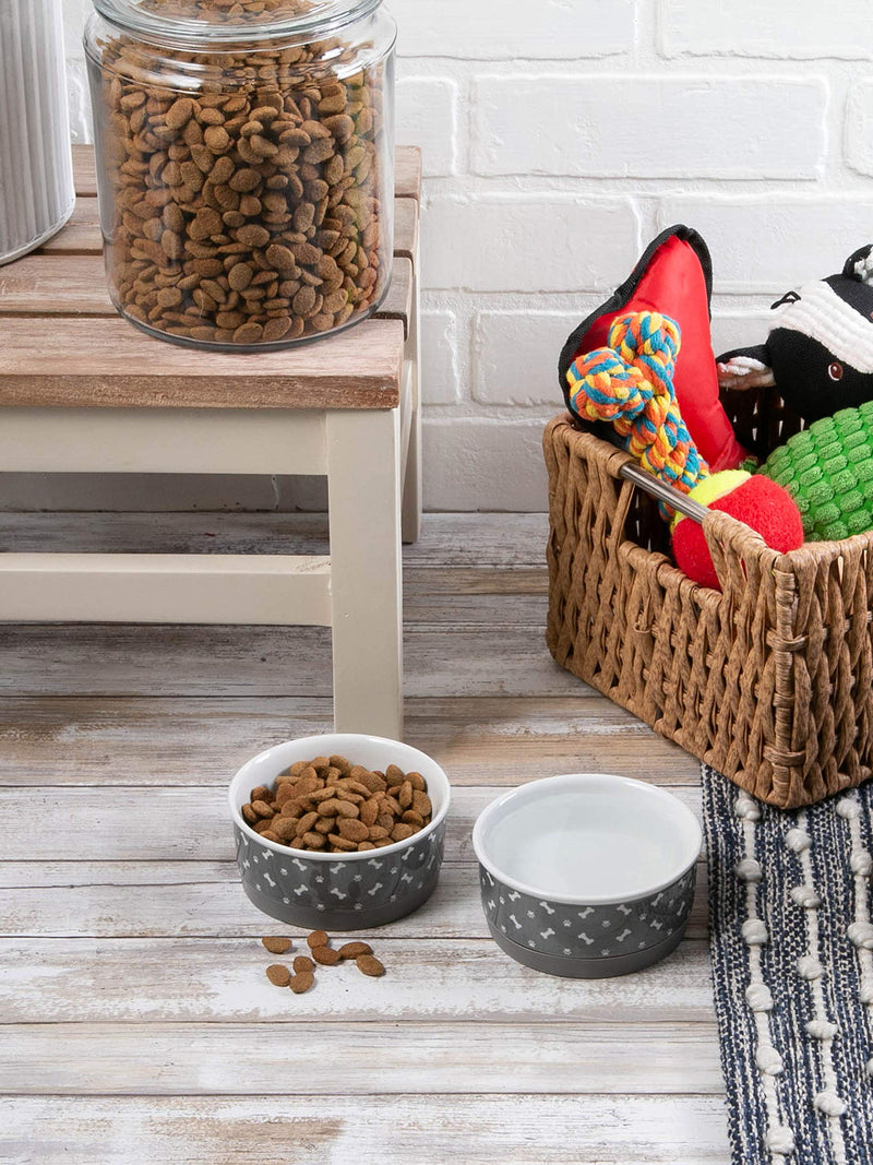 [Australia] - Bone Dry Ceramic Pet Collection Gray Small Bowl Set 