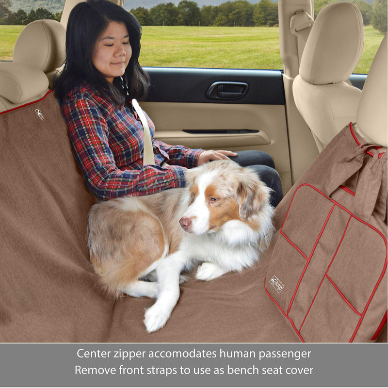 Kurgo Dog Car Seat Cover, Wander Hammock, Water Resistant, Heather Nutmeg, 1.31519274376416 kg Seat Coverage 55" Wide Heather Nutmeg Khaki - PawsPlanet Australia
