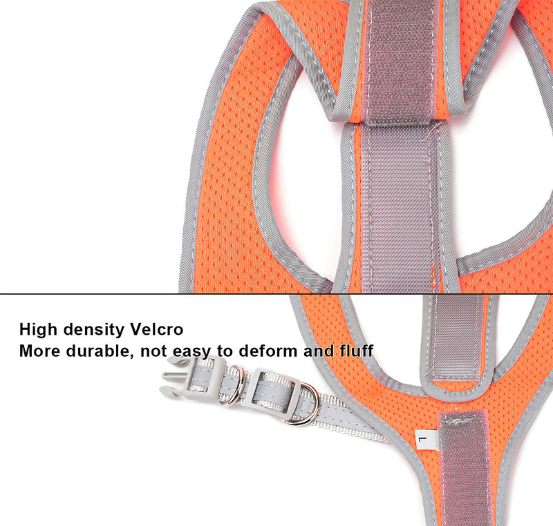 risdoada Air Mesh Adjustable Pet Harness with Leash, Reflective Puppy Vest, Soft Dog Chest Strap for Small Medium Large Dogs and Cats, Orange M M Chest 17.7-19.7 inches - PawsPlanet Australia