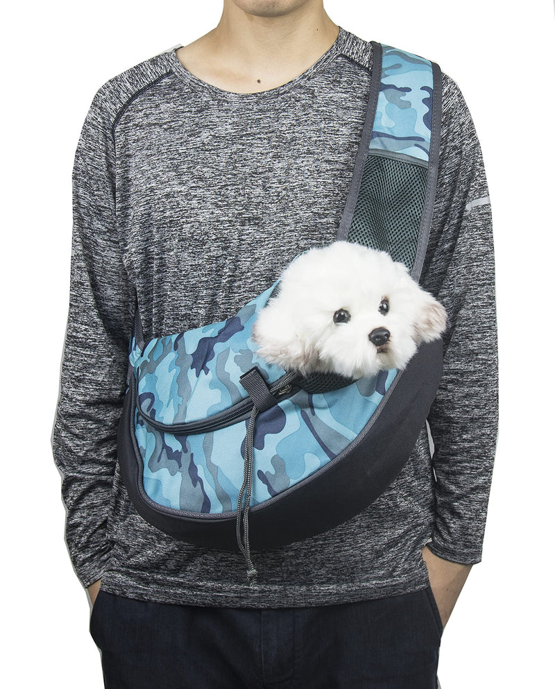 NextFri Pet Carrier Sling Bag Breathable Mesh Travel Safe for Dogs Cats Puppies Small Camouflage-Blue - PawsPlanet Australia