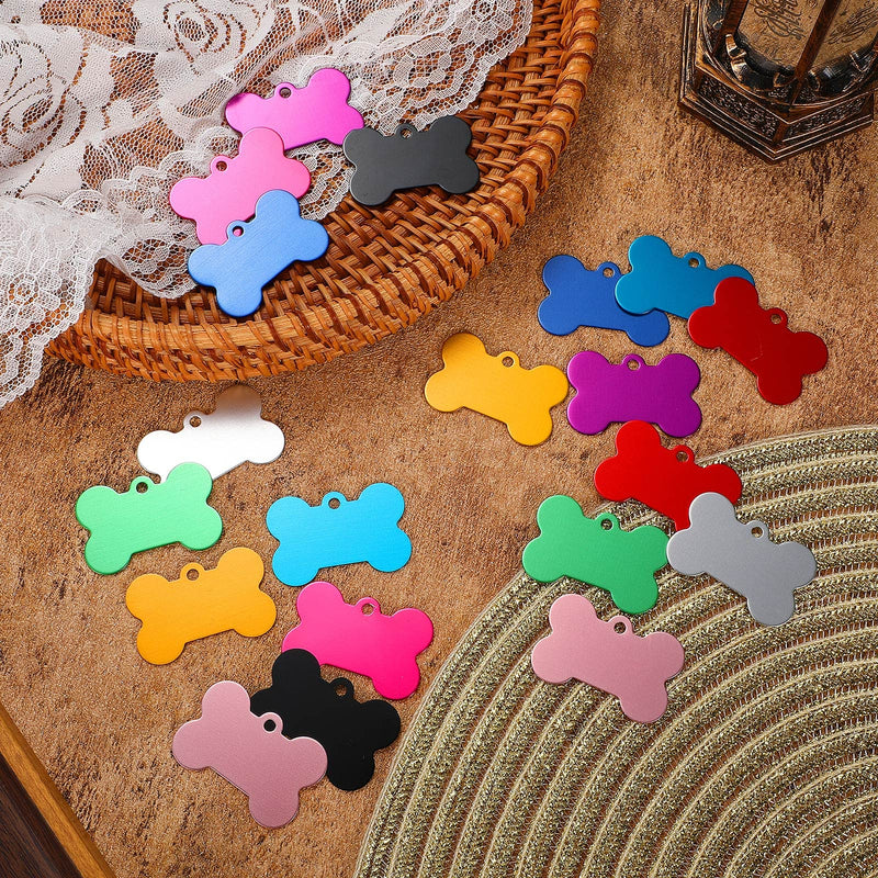 150 Pcs Blank Dog Pet Tags for Engraving 38MM Aluminum Bone Shape Name Tag Colorful Double Sided Dog Cat Phone Number Tag Pendantsnts - PawsPlanet Australia