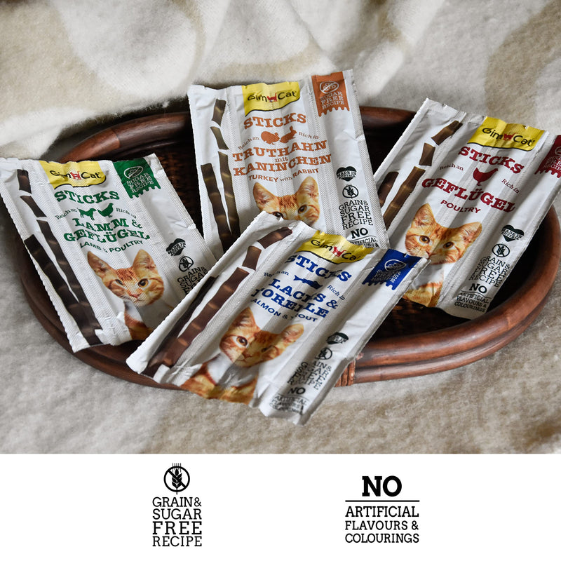 GimCat Sticks Poultry - Soft chewing sticks with a high meat content and no added sugar - 1 pack (1 x 4 sticks) - PawsPlanet Australia