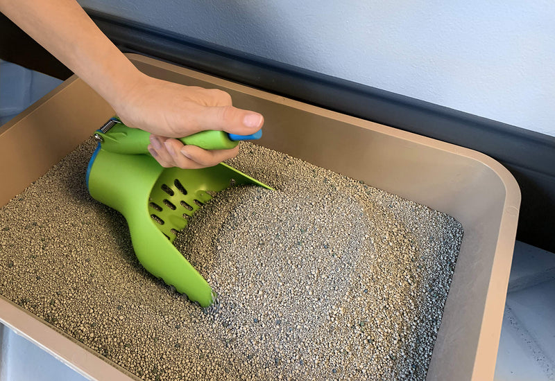 [Australia] - Duke-N-Boots Large Cat Litter Scoop, Patented Push Button Flap, Large Sifter with Deep Shovel (8" x 6" x 8") Green/Blue 