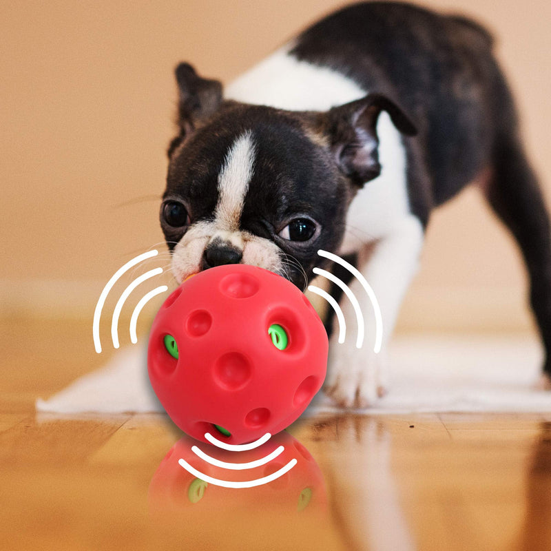 Dog Giggle Ball Toy Pet Playing Wobble Ball with Giggle Sound Pet Ball Toy, Zip-zip Ball RED1 - PawsPlanet Australia