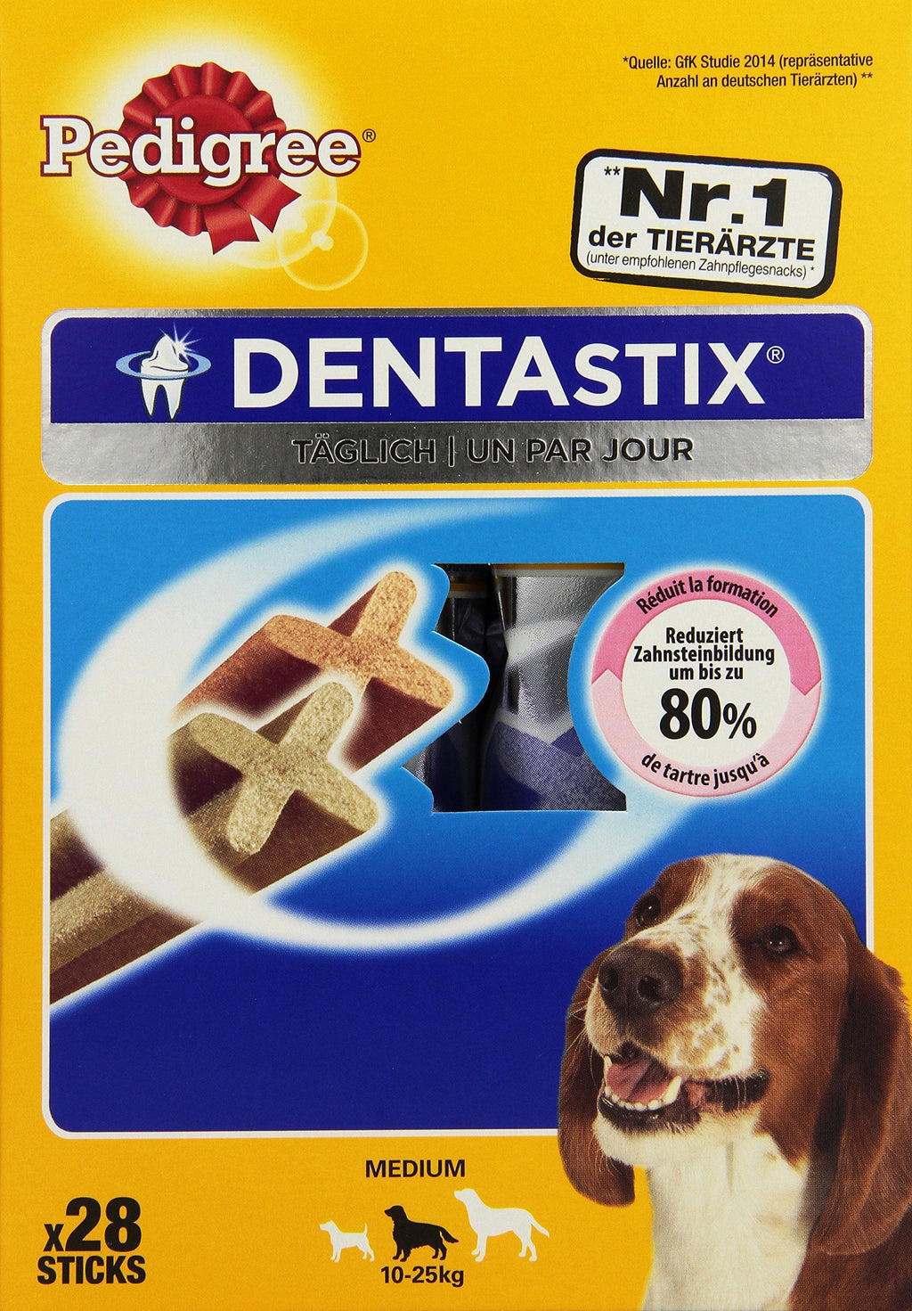 Pedigree dog snacks Dentastix, for medium-sized dogs 10-25kg, 28 sticks, 720 g - PawsPlanet Australia