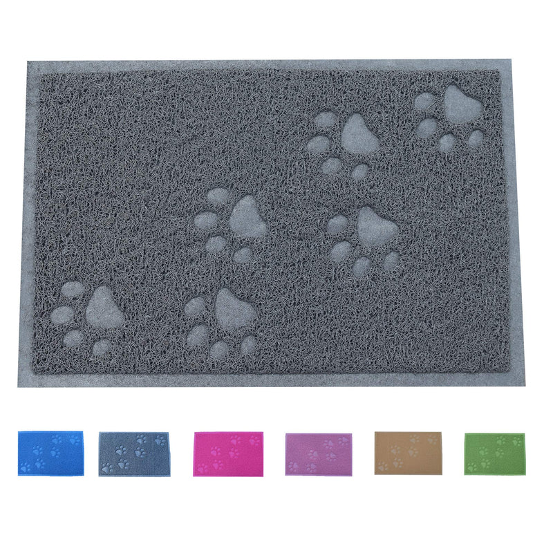 Cloud Heart Medium Size Pet Food Mat for Dogs and Cats, Waterproof Non-Slip Pet Feeding mat, Pet bowl mat, Door Mat,Cat Litter Tray Mat, 60x40cm,Dark Grey M-Rect Dark Grey - PawsPlanet Australia