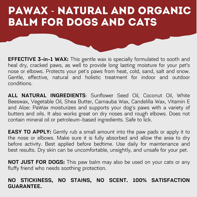 Bruno May PAW Wax Natural and Organic Protect and Heal 3-in-1 for Dogs and Cats PET Balm Veterinary Approved with Carnauba Wax, Vitamin E, Aloe 2 oz - PawsPlanet Australia