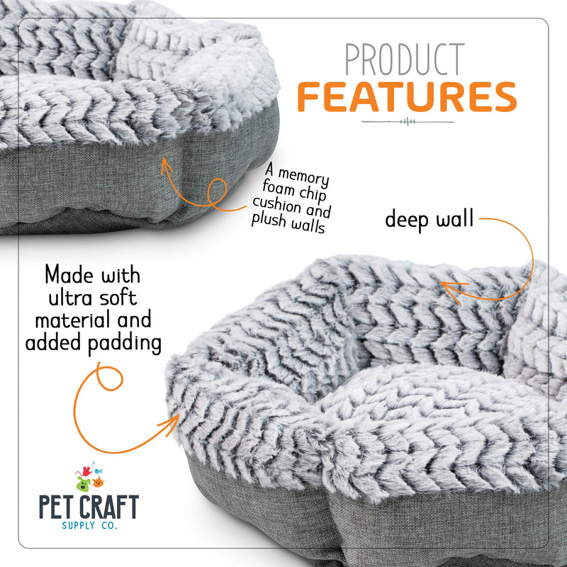 [Australia] - Pet Craft Supply Co. Soho Round Machine Washable Memory Foam Comfortable Ultra Soft All Season Self Warming Cat & Dog Bed Grey 