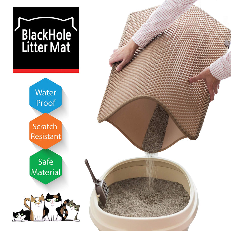 BlackHole Litter Mat Blackhole Cat Litter Mat - Large Size Rectangular 30" X 23" Beige - PawsPlanet Australia