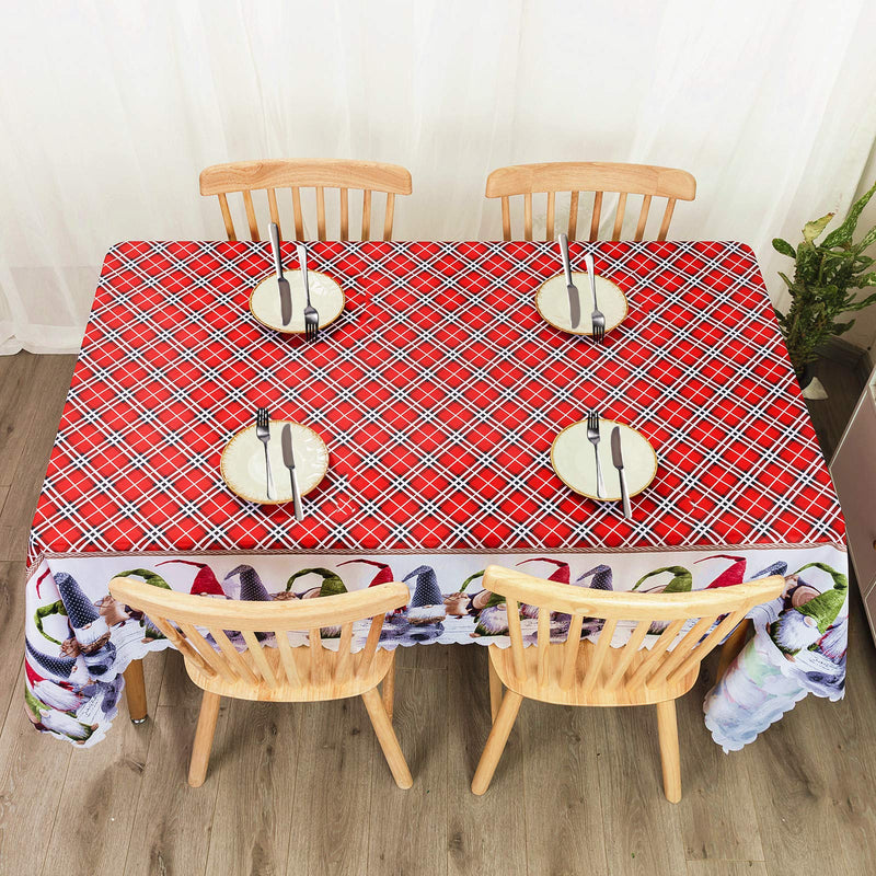 QUERLY Christmas Rectangle Table Cover-Christmas Holiday Decoration Tablecloth Waterproof Plaid Santa Gnome Printed Design Polyester Fabric Table Cover for Christmas Dining Party (59" x 71" red ) Poinsettia-59" X 71" - PawsPlanet Australia