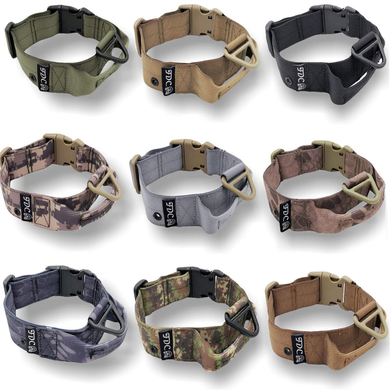 [Australia] - FDC Heavy Duty Dog Tactical Collar with Handle 1.5in Width Training Military Army TAG Hole Medium Large M, L, XL, XXL L: Neck 14" - 16" Black 