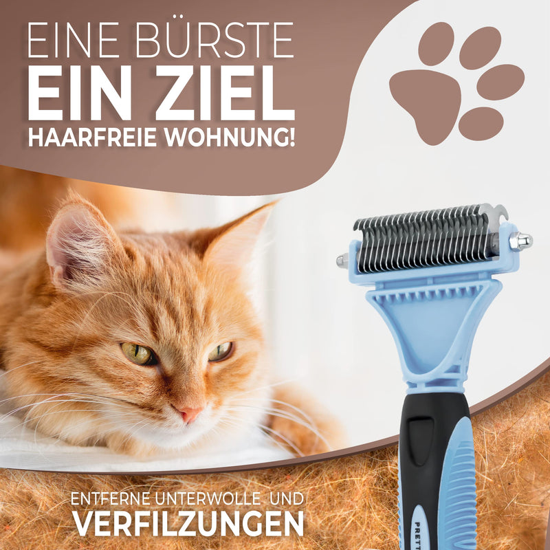 Pretty Paw ® cat brush for gentle and precise hair removal I Suitable as a cat brush for long hair and cat brush for short hair against matting I Pleasantly massaging cat undercoat brush NEW Blue! - PawsPlanet Australia