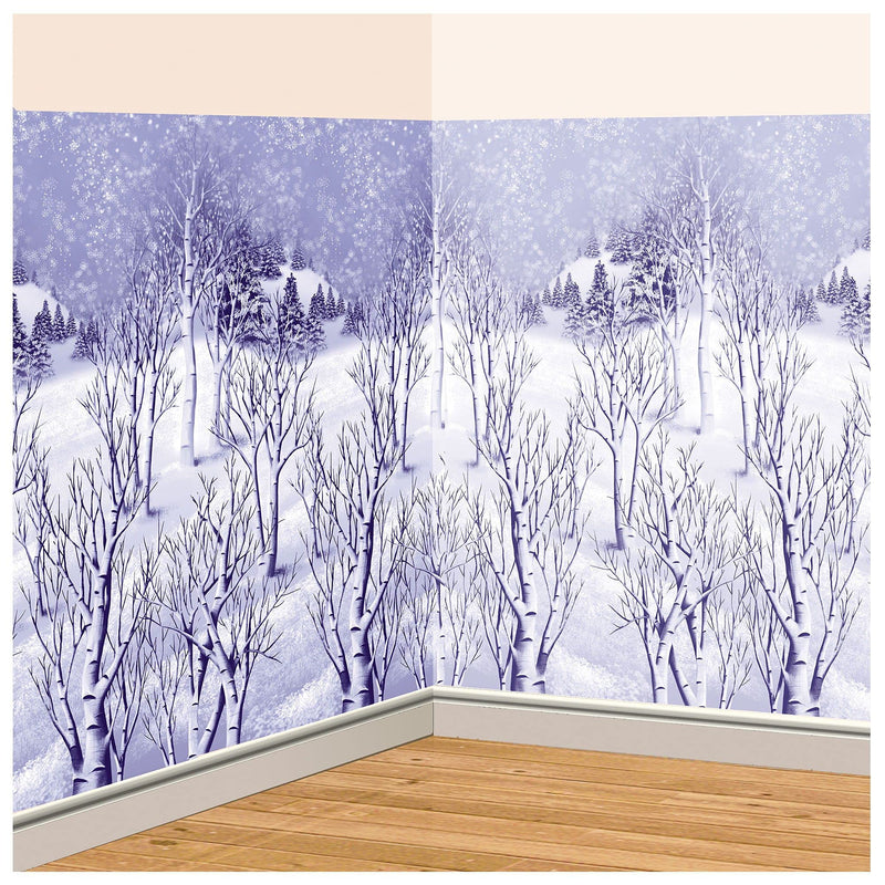 Amscan 674001 Christmas Decoration Winter Wonderland Wall Scene Setter | Plastic 48" x 40' 1 ct - PawsPlanet Australia