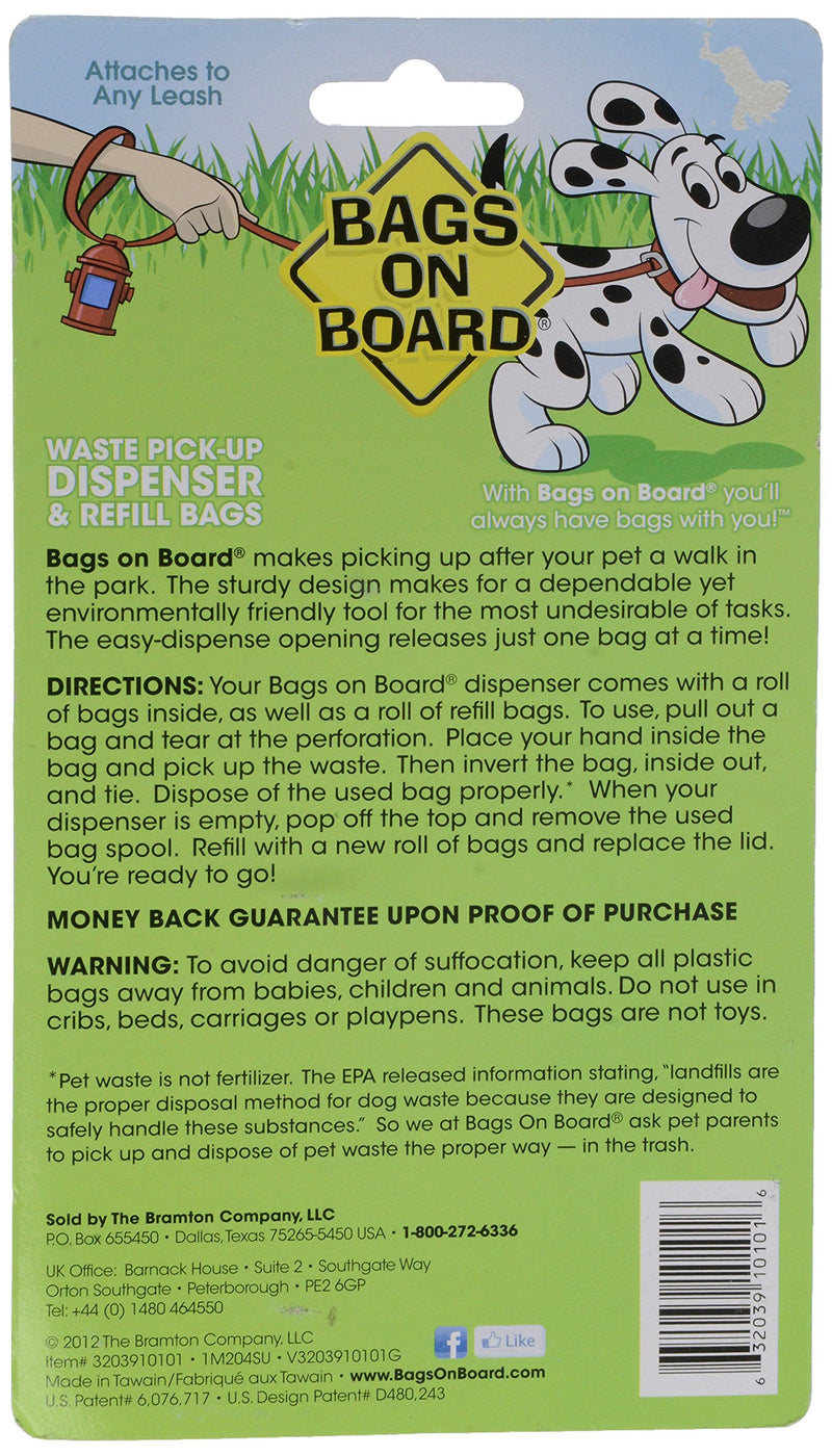 [Australia] - Bags on Board Fire Hydrant Style Dog Waste Bag Dispenser with 30 Refill Bags 