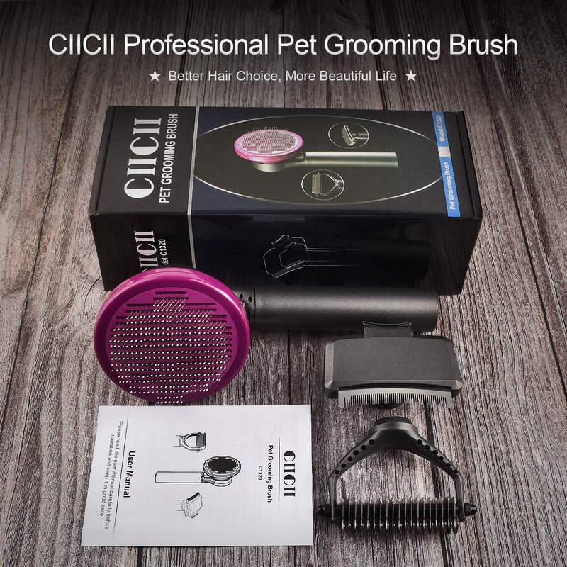 Dog Grooming Brush, CIICII 3 in 1 Dog Brush Set (Dog Slicker Brush / Dog Shedding Brush / Dog Dematting Comb) Cat Brush Self Cleaning Slicker for Short Medium Long Hair, Remove Pet Loose Fur Dirt - PawsPlanet Australia