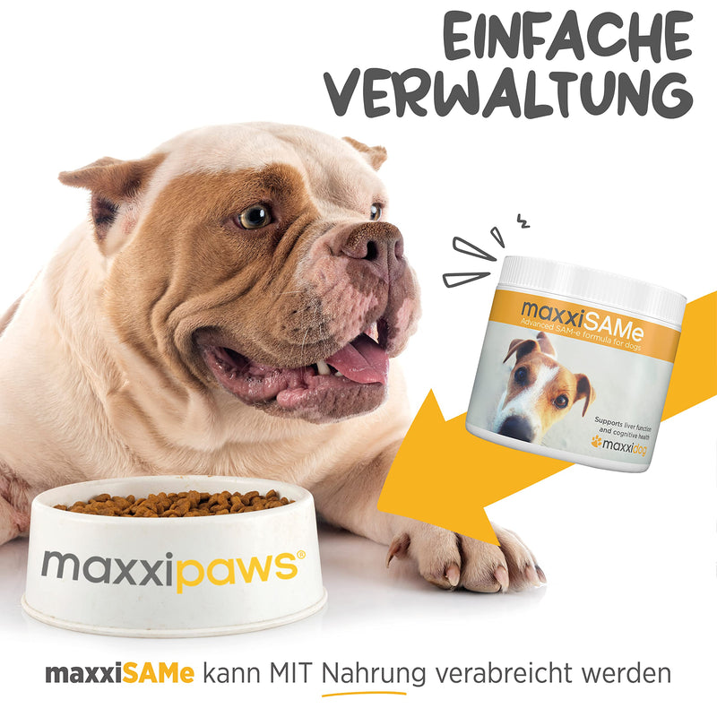 maxxipaws - maxxiSAMe SAM-e supplementary food for dogs - support of liver function & cognitive dysfunction in older animals - powder 150 g - PawsPlanet Australia