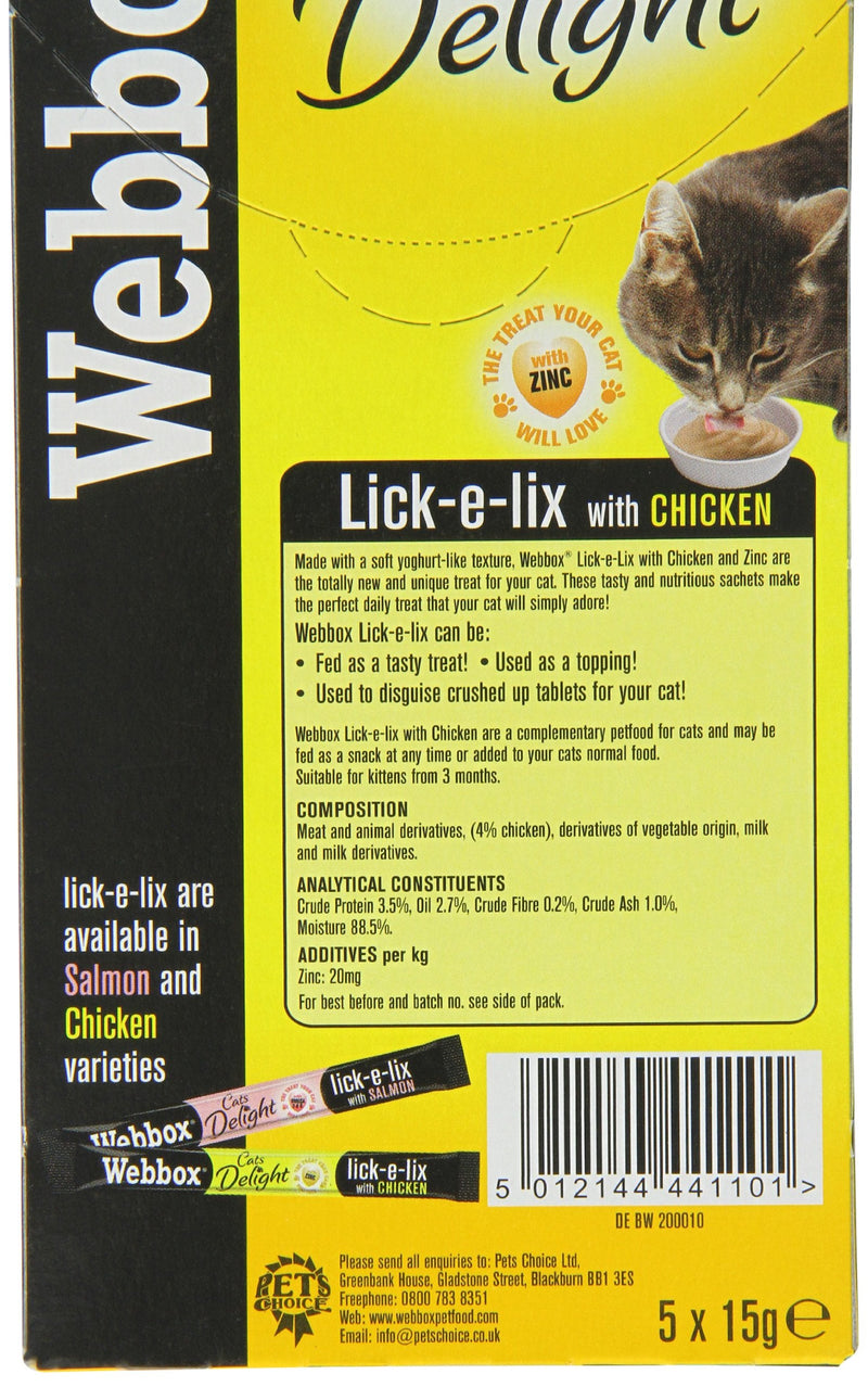 Webbox Chicken Lick-e-lix Cat Food 5 Pack (Pack of 17) - PawsPlanet Australia