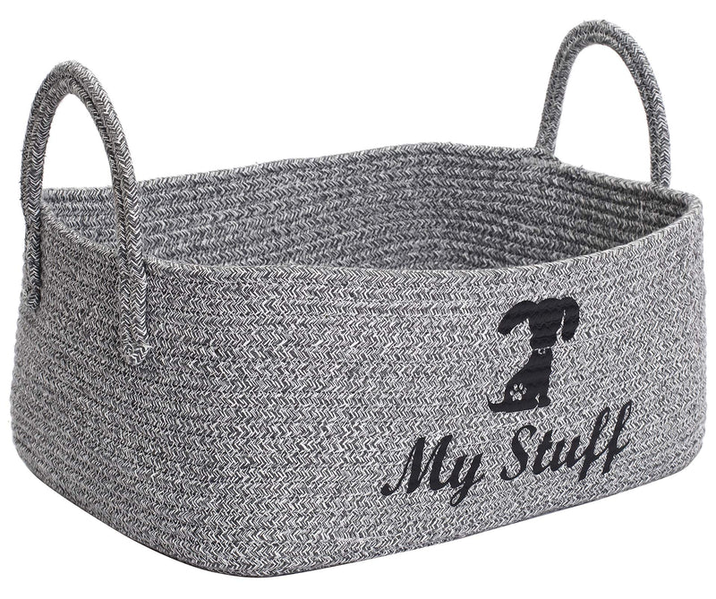 Geyecete Dog Toys Rope weave Basket weave Rope Storage Basket Pet Toy Box Dog basket Storage Basket Basket Dog Toy Storage Basket-Mixed Gray Mixed Gray - PawsPlanet Australia