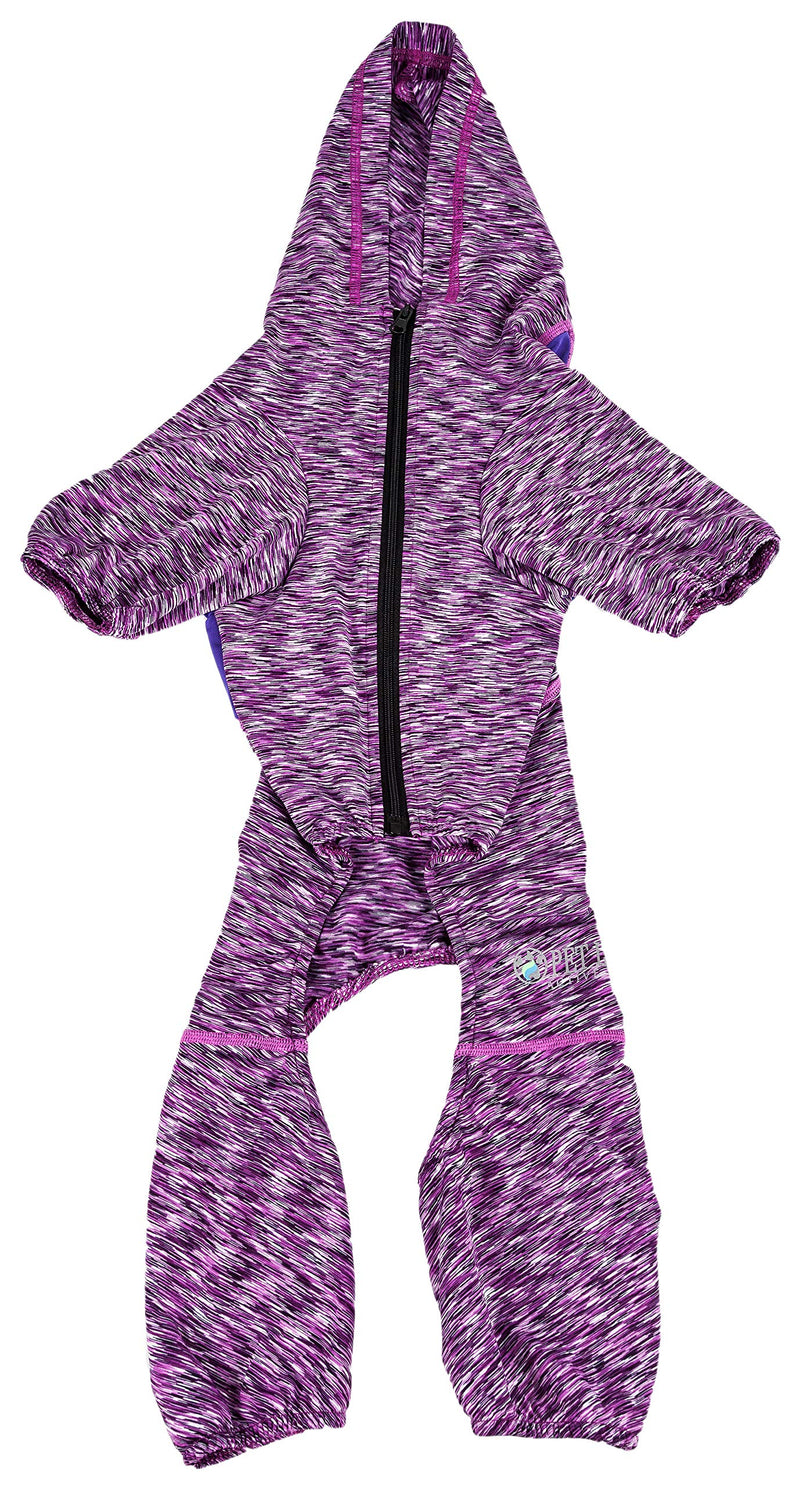 [Australia] - Pet Life Active 'Downward Dog' Heathered Performance 4-Way Stretch Two-Toned Full Body Warm Up Hoodie X-Large Purple 