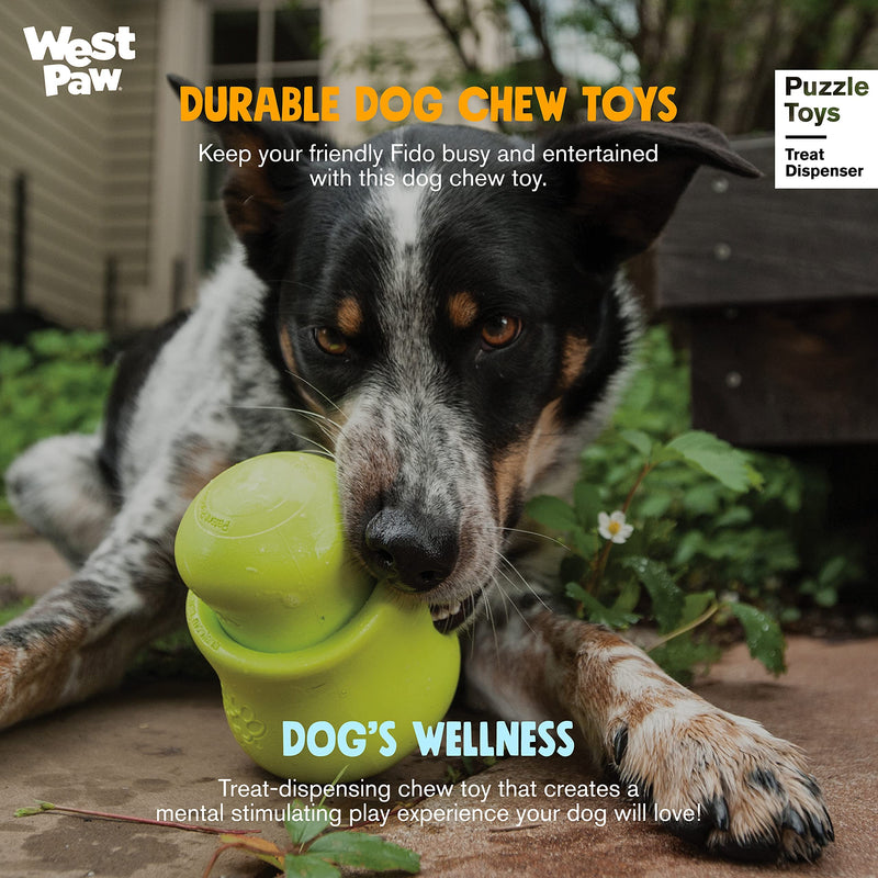 WEST PAW Zogoflex Toppl Treat Dispensing Dog Toy Puzzle – Interactive Chew Toys for Dogs – Dog Enrichment Toy for Moderate Chewers, Fetch, Catch – Holds Kibble, Dog Training Treats, Made in USA Small Aqua Blue - PawsPlanet Australia
