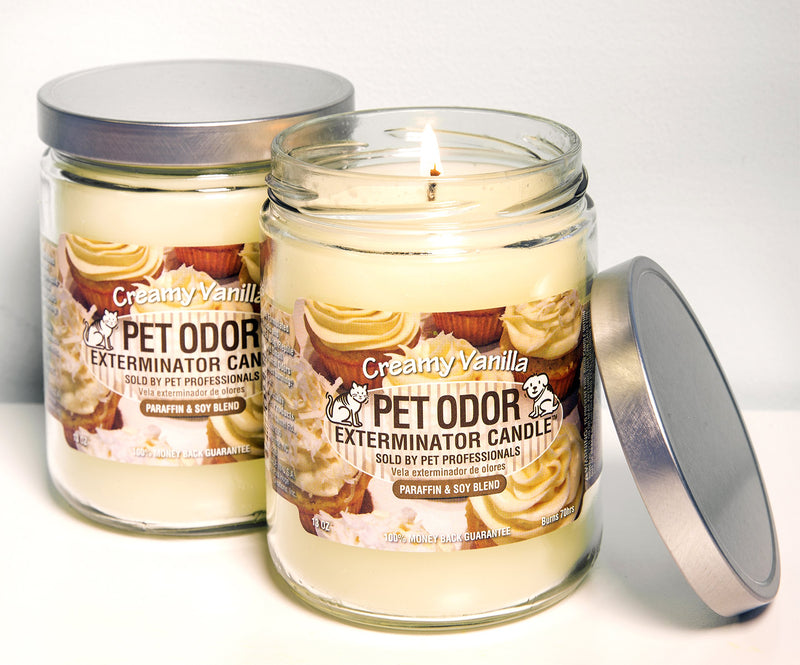 Specialty Pet Products Odor Exterminator Candle, Creamy Vanilla, 13 Ounce Jar (Pack of 2) White - PawsPlanet Australia