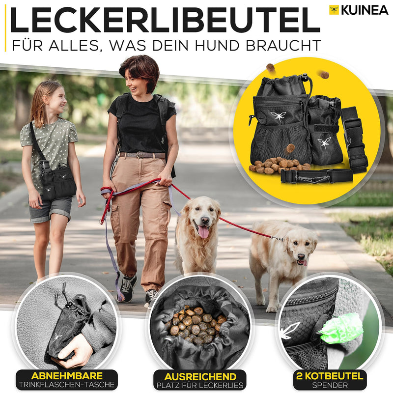 KUINEA treat bag for dogs to hang around the shoulder - practical dog treat bag - 4 carrying options - dog treat bag with poop bag dispenser - removable inner bag - robust and durable - PawsPlanet Australia