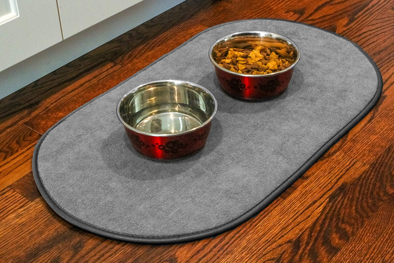 [Australia] - Microfiber Pet Bowl Mat XL Grey 