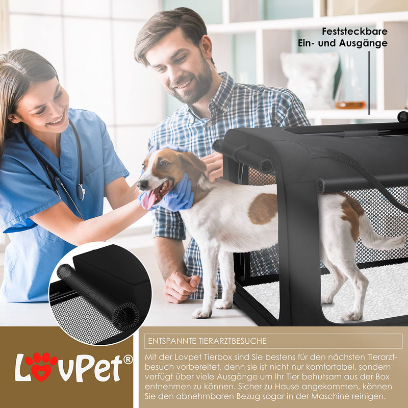 Lovpet® dog box foldable dog transport box including dog bowl S 49.5x34.5x35cm transport bag dog bag transport box for pets, dogs and cats pet transport box black - PawsPlanet Australia