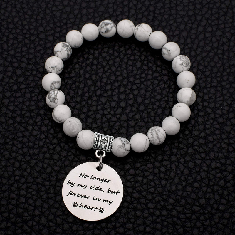 [Australia] - DYJELWD Pet Memorial Jewelry Natural Beads Stretch Bracelet Loss of Dog Cat Paw Print Charm Bracelet for Women Pet memorial bracelet 