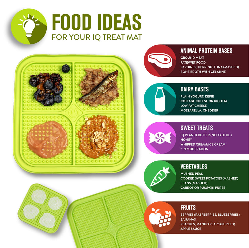 Hyper Pet IQ Treat Mat | Made in USA | Dog Lick Mat & Fun Alternative to Slow Feeder Dog Bowls, Snuffle Mat for Dogs, and Dog Puzzle Toys | Calming Mat for Dog Anxiety Relief | Just Add Healthy Treats S/M Green - PawsPlanet Australia