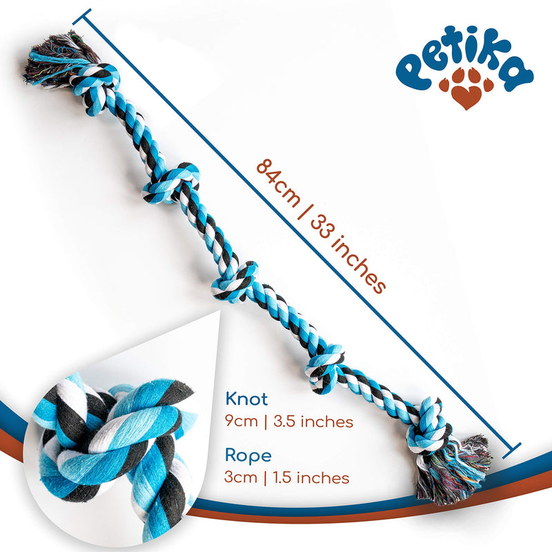 Petika XL 33inch Premium Dog Rope Toys for Strong Large Dogs,Training Rope Toy for Aggressive Chewers,Durable Rope Chew Toy for Bored Aggressive Chewer Dogs,Tug of War Rope Toy Large Breeds Blue - PawsPlanet Australia