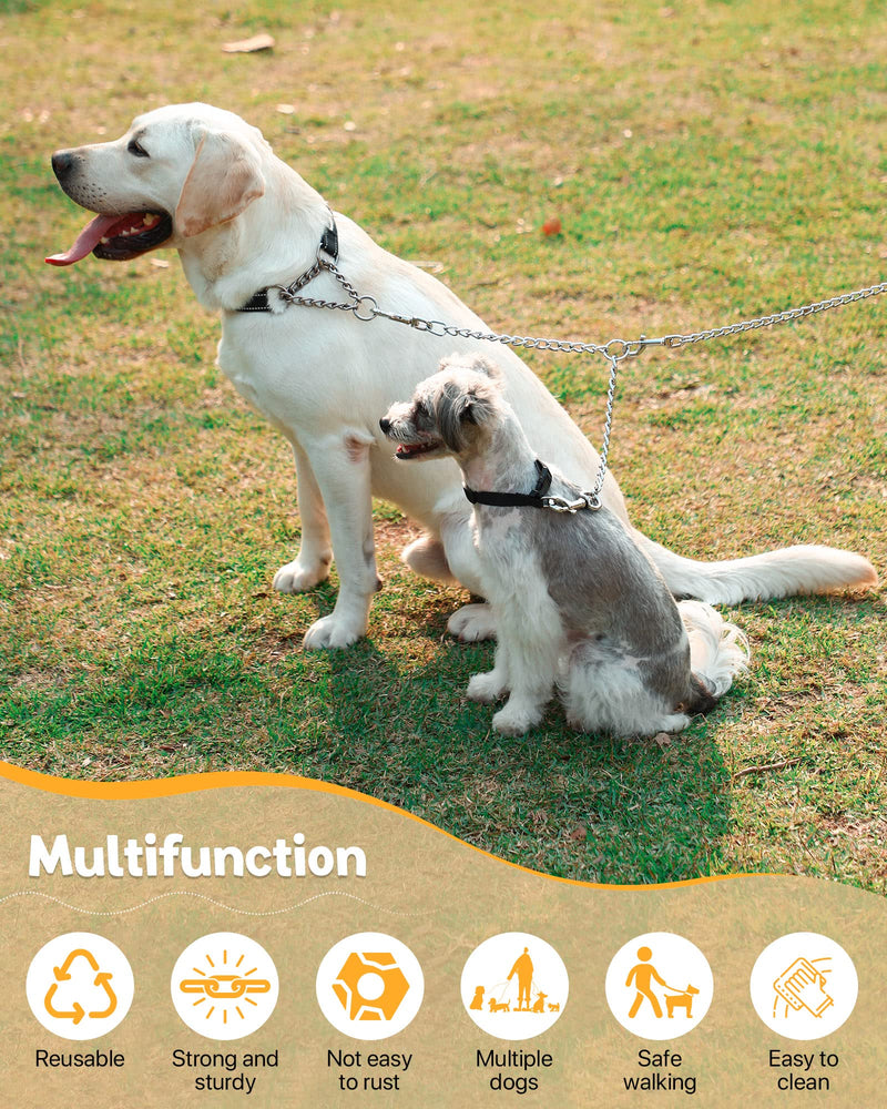 HAPPY HACHI Double Dog Heavy Duty Steel Chain Lead Hiking Leash for 2 Dogs XS-2.5mm*40cm - PawsPlanet Australia