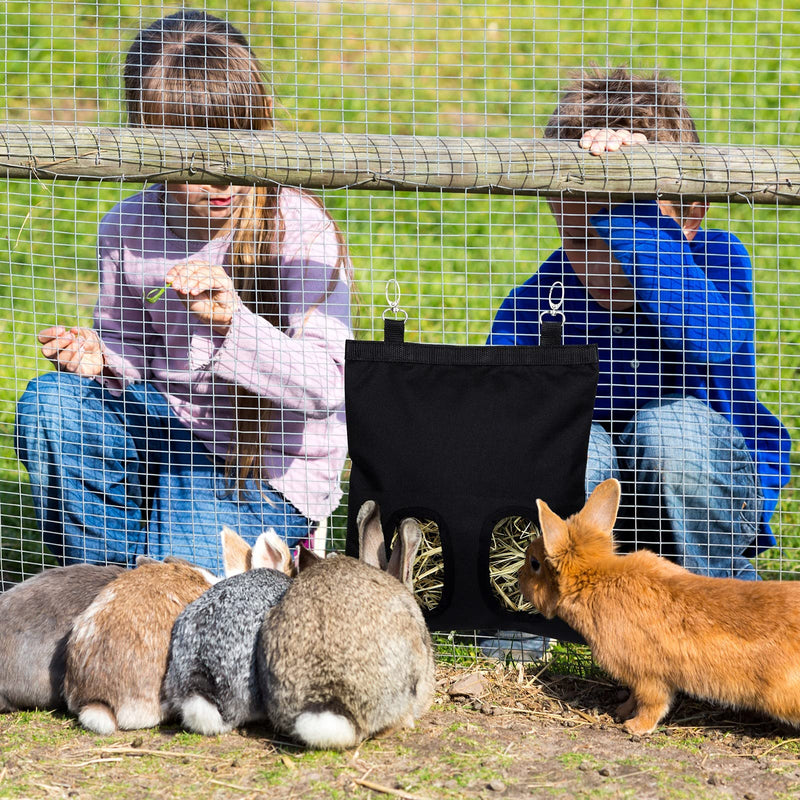 Tiibot 3 Pieces Rabbit Hay Feeder Bag Guinea Pig Small Animal Hanging Feeder Sack Hay Bag Feeding Bag Hay Feeder Storage for Chinchilla Hamsters Rabbit Guinea Pig Small Pets (Black) Black - PawsPlanet Australia