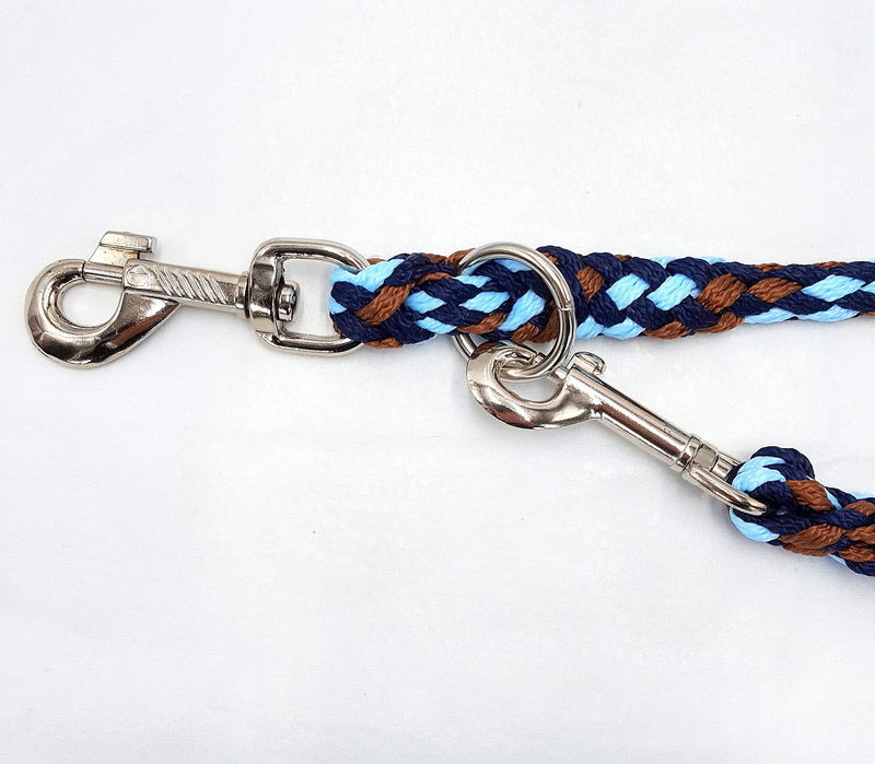elropet Premium dog leash double leash 2.80m 4-way adjustable Africa brand shoulder leash dog leash 2.80m double leash Africa - brown-dark blue-light blue - PawsPlanet Australia