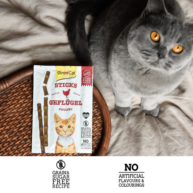 GimCat Sticks Poultry - Soft chewing sticks with a high meat content and no added sugar - 1 pack (1 x 4 sticks) - PawsPlanet Australia