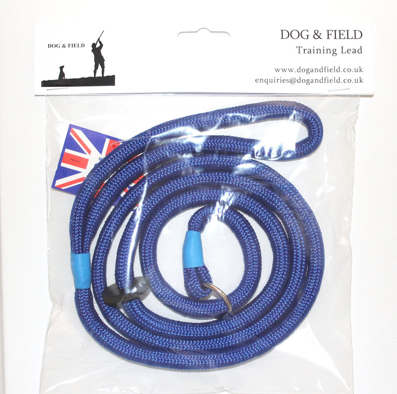 Dog & Field Deluxe Gundog Slip Lead (Blue) Super Soft Braided Nylon with Rubber Stopper - One Size Fits All and Suitable For All Breeds of Dog with 4 Colour Options (Blue) Blue - PawsPlanet Australia