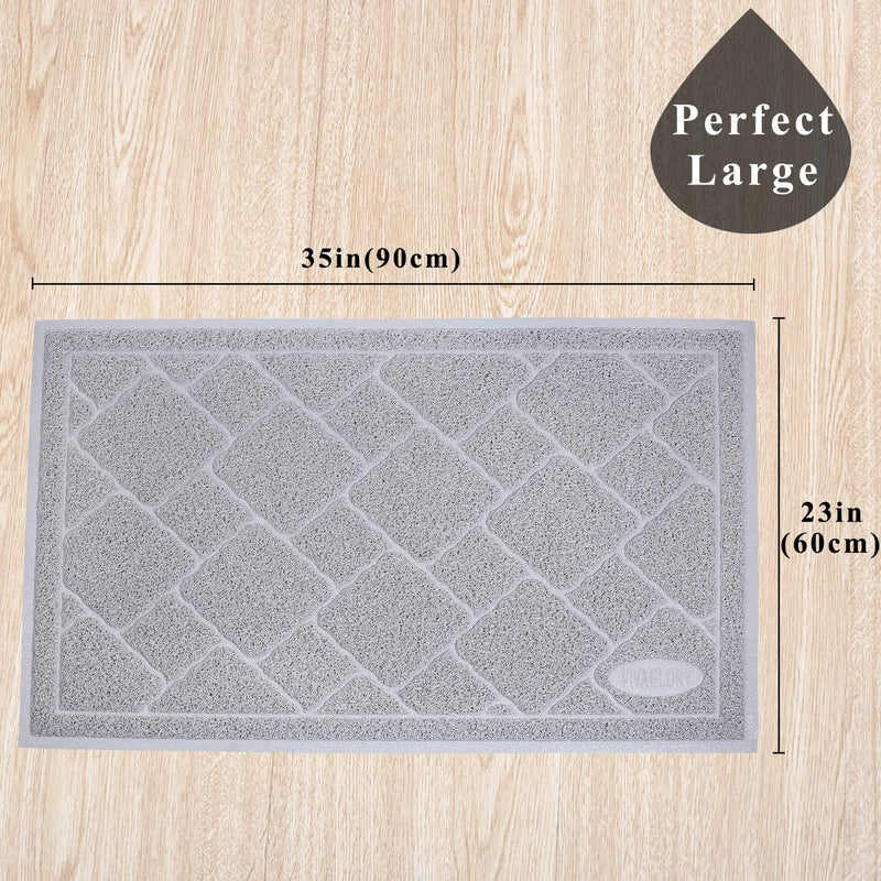 VIVAGLORY Litter Mat, Large 90 × 60cm Cat Litter Tray Mat, Durable & Waterproof Pet Feeding Mat, Easy to Clean, Grey Large-90 × 60cm - PawsPlanet Australia