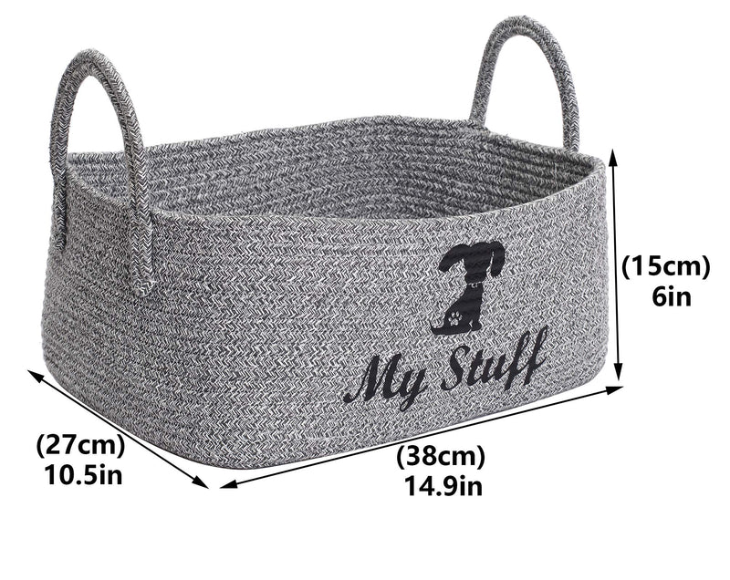 Geyecete Dog Toys Rope weave Basket weave Rope Storage Basket Pet Toy Box Dog basket Storage Basket Basket Dog Toy Storage Basket-Mixed Gray Mixed Gray - PawsPlanet Australia