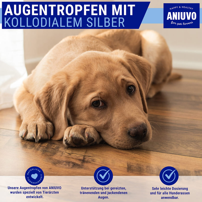 ANIUVO® eye drops for dogs - Made in Germany - eye drops for dogs and cats with colloidal silver - eye care for tear stains, irritated and itchy eyes - 10 ml 10 ml - PawsPlanet Australia