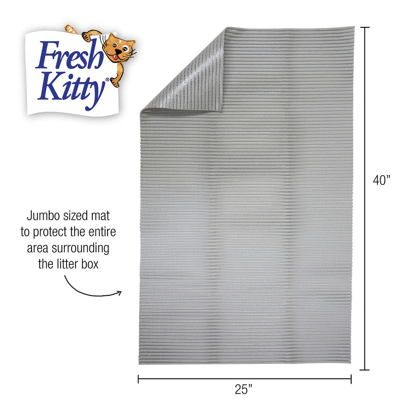 Fresh Kitty Durable XL Jumbo Foam Litter Mat – Phthalate and BPA Free, Water Resistant, Traps Litter from Box, Scatter Control, Easy Clean Mats – Gray, Model Number: 9051 - PawsPlanet Australia