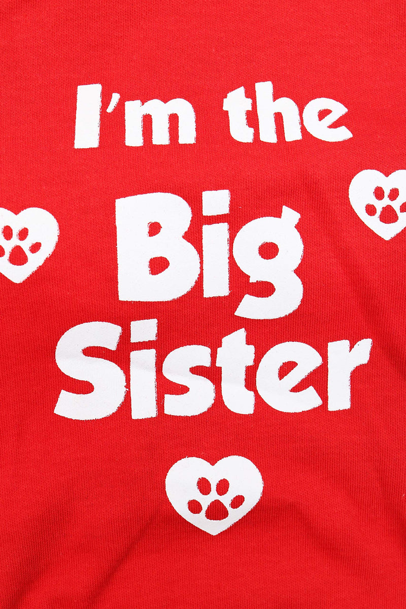 DroolingDog Dog Big Sister Tee Shirts for Small Dogs Small (Neck: 11'' Chest: 16.1'') Red - PawsPlanet Australia