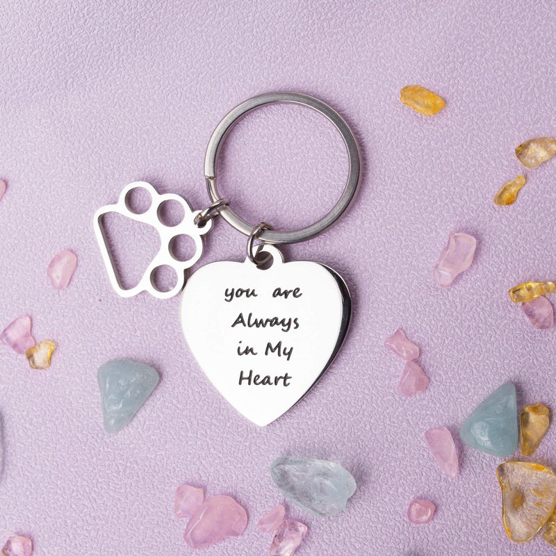 [Australia] - Pet Dog Memorial Gift Keychain for Remembrance Loss of Cats You are Always in My Heart Sympathy Gift  Owner Puppy DIY Engraved Key Ring Jewelry 