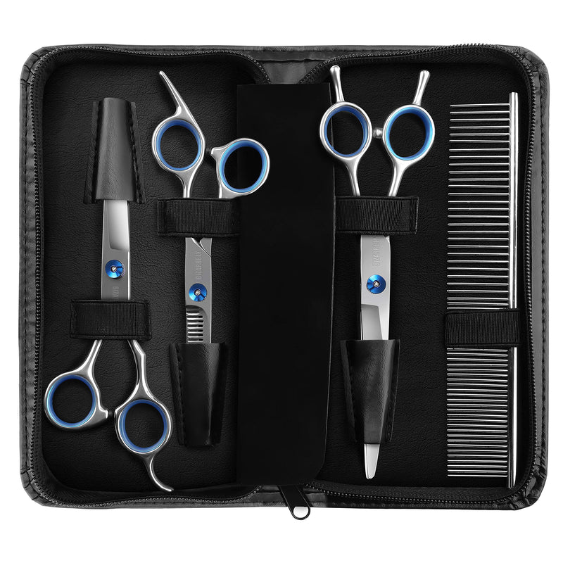Bizzarre.ly Professional Dog Grooming Set - Dog Scissors Grooming Scissors for Dogs and Pets Grooming Set - Includes Grooming Scissors, Thinning Scissors & Curved Scissors and Dog Comb - Cat & Dog Grooming Set - PawsPlanet Australia