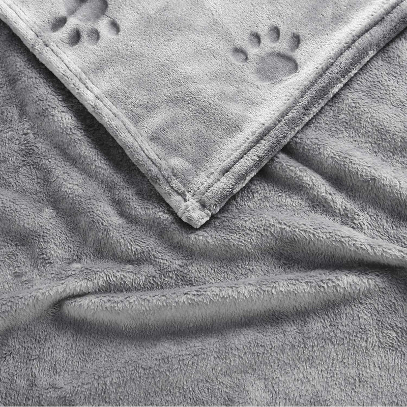 [Australia] - YINXUE 2 Pack Soft Pet Flannel Blanket with Cute 3D Paw Design, 30" x 40" Warm Dog Cat Sleep Mat Bed Cover 30*40Inch Grey 