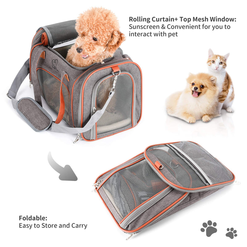 PETTOM Pet Carrier,Cat Carrier Airline Approved Dog Carrier with Luxury Fleece Bedding, Portable Soft Sided travel carrier for Small Medium Cats&Dogs. 47 x 27 x 28 CM Dark Grey - PawsPlanet Australia