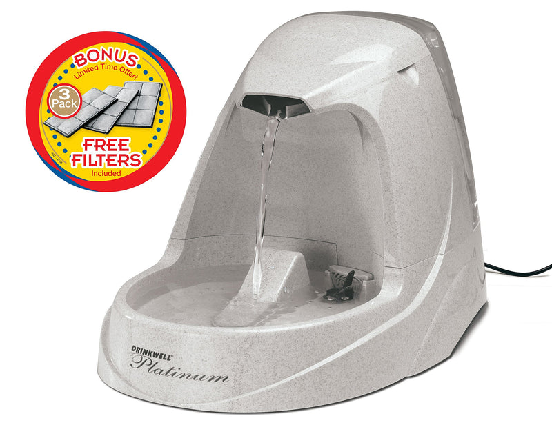 [Australia] - PetSafe Drinkwell Platinum Cat and Dog Water Fountain, Built-in Reservoir,Filtered Water for Your Pet, 168 oz. Water Capacity Bundle: Standard with Replacement Filter 3 Pack 